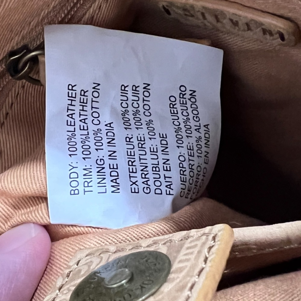 Steven By Steve Madden Tan Tooled Scroll Leather Top Handle Crossbody Purse - Picture 15 of 16